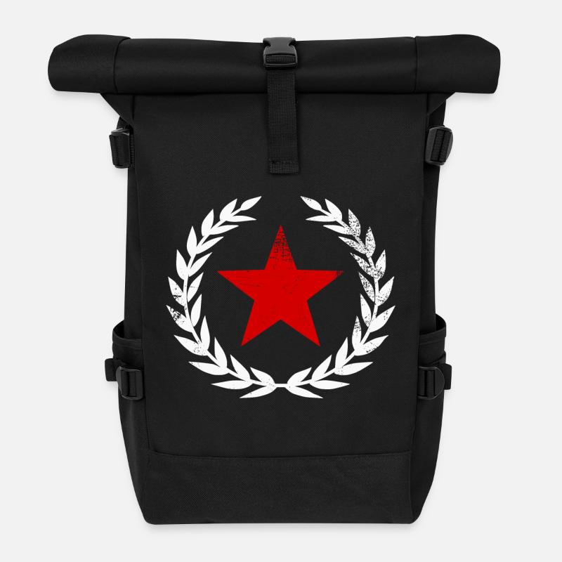 Roter Stern - Rolltop Rucksack - Schwarz