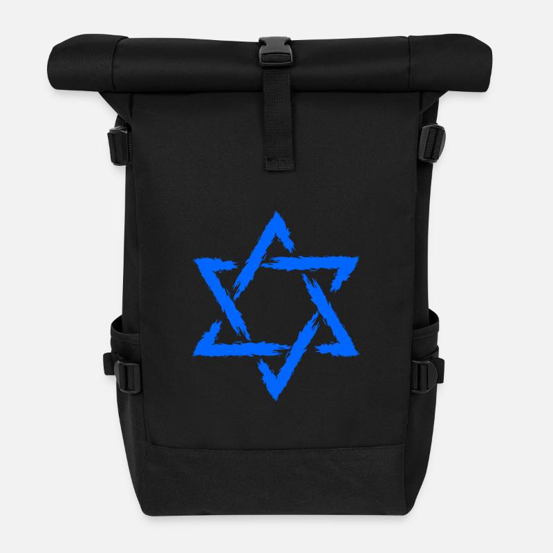 Davidstern Symbol Blau Stern - Rolltop Rucksack - Schwarz