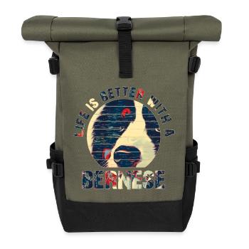 Bernese mountain dog - Roll Top Backpack - olive/black - Front