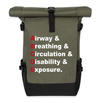 ABCDE Regel - Rolltop Rucksack - Olive/Schwarz - Vorne