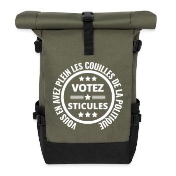 politique, politicien, marre de la politique - Sac à dos roll top - olive/noir - Devant
