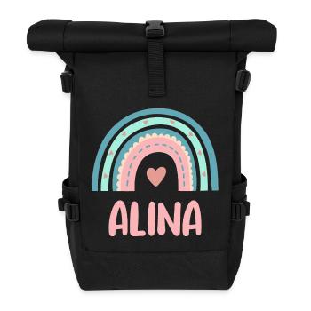 Alina Name Regenbogen Baby - Rolltop Rucksack - Schwarz - Vorne