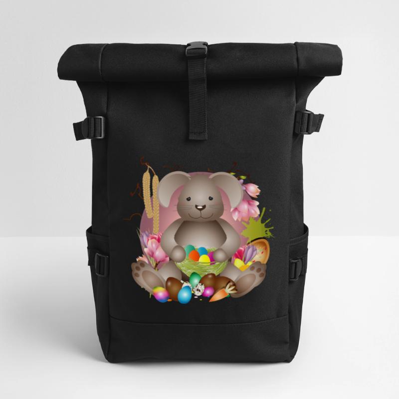 small Easter with Easter nest full of Easter eggs Roll Top Backpack