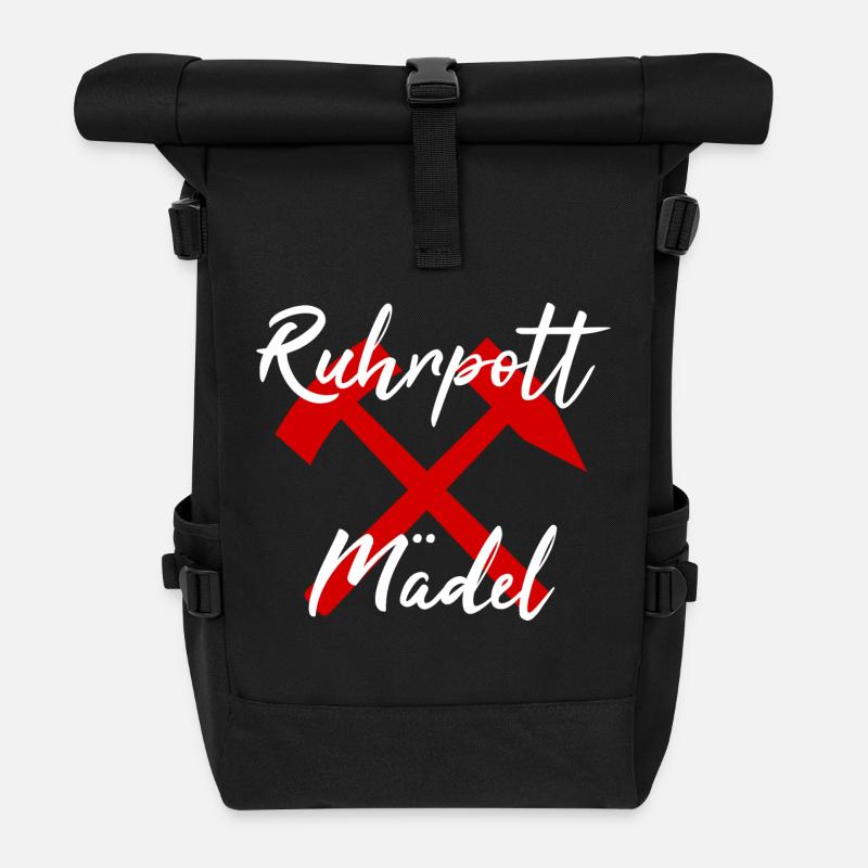 Ruhrpott Mädel Schlägel & Eisen - Rolltop Rucksack - Schwarz