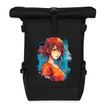 Anime Girl - Roll Top Backpack - black - Front