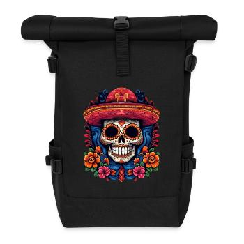 Cinco de Mayo Skull - Roll Top Backpack - black - Front