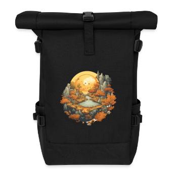 Herbstliche Landschaft - Rolltop Rucksack - Schwarz - Vorne