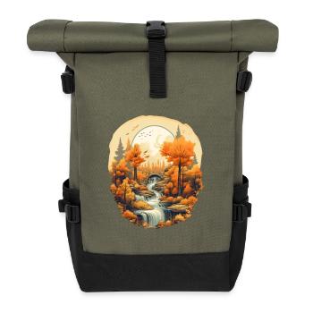 Herbstliche Landschaft - Rolltop Rucksack - Olive/Schwarz - Vorne