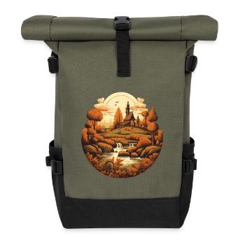 Autumnal landscape - Roll Top Backpack - olive/black - Front