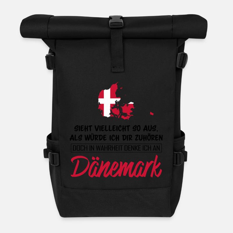 In Wahrheit denke ich an Dänemark - Rolltop Rucksack - Schwarz