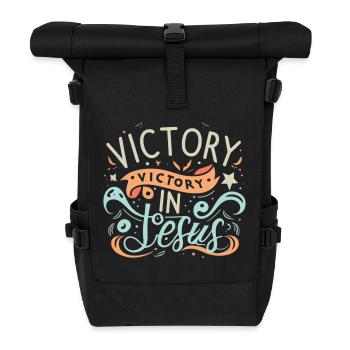 Victory in Jesus – Colorful Design - Roll Top Backpack - black - Front
