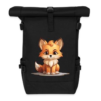 Fuchs - Kawaii Style - Rolltop Rucksack - Schwarz - Vorne