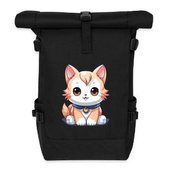 Katze - Kawaii Style - Rolltop Rucksack - Schwarz - Vorne