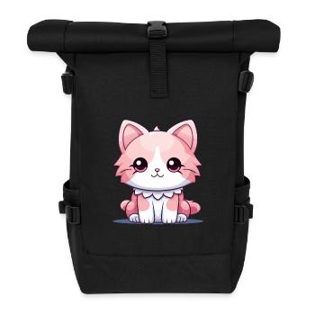 Katze - Kawaii Style - Rolltop Rucksack - Schwarz - Vorne