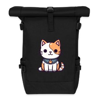 Katze - Kawaii Style - Rolltop Rucksack - Schwarz - Vorne