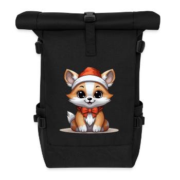 Fuchs Weihnachts Design - Kawaii Style - Rolltop Rucksack - Schwarz - Vorne
