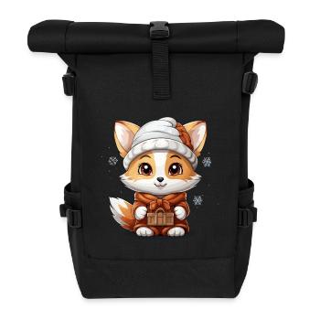 Fuchs Weihnachts Design - Kawaii Style - Rolltop Rucksack - Schwarz - Vorne