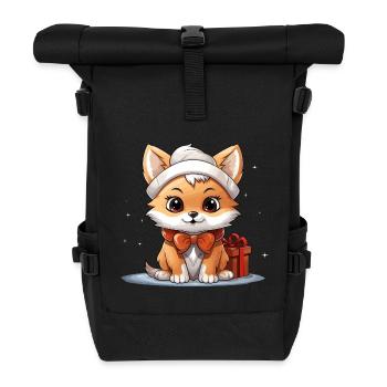 Fuchs Weihnachts Design - Kawaii Style - Rolltop Rucksack - Schwarz - Vorne