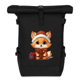 Fuchs Weihnachts Design - Kawaii Style - Rolltop Rucksack - Schwarz - Vorne