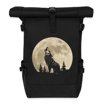 Wolf Mond Wald - Rolltop Rucksack - Schwarz - Vorne