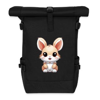 Hase - Kawaii Style - Rolltop Rucksack - Schwarz - Vorne