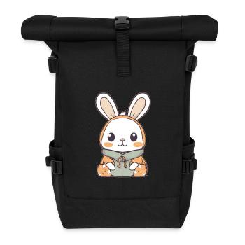 Hase - Kawaii Style - Rolltop Rucksack - Schwarz - Vorne