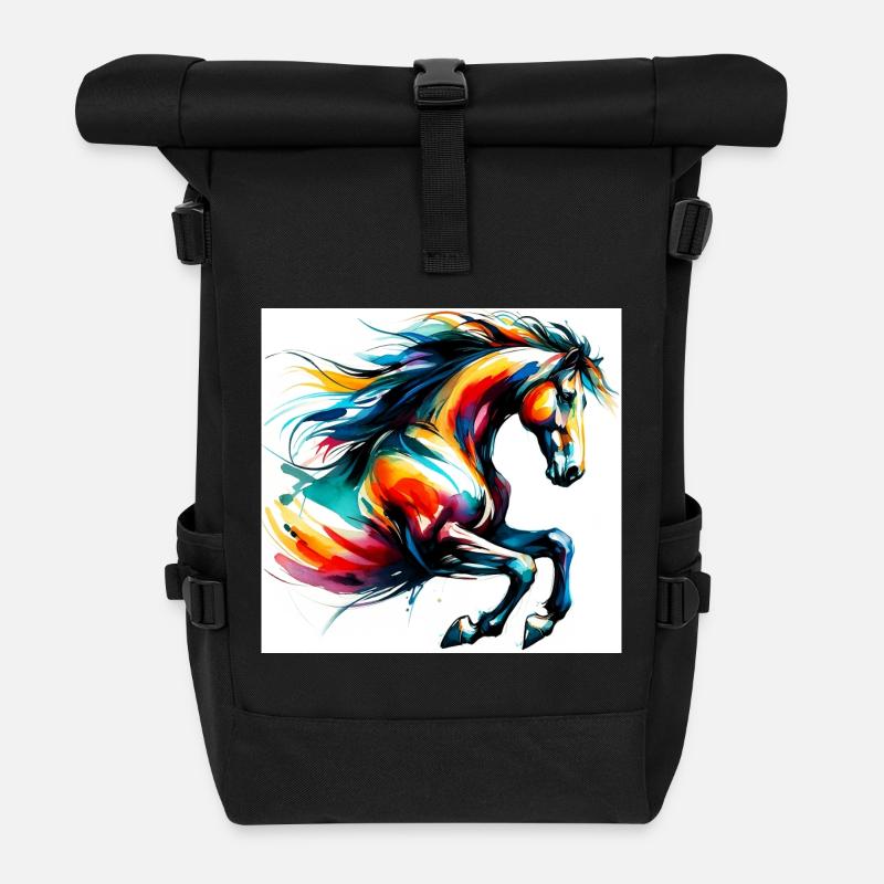 Pferd - Rolltop Rucksack - Schwarz