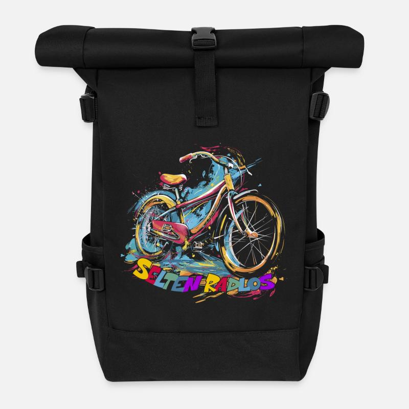 Selten Radlos Radfahrer - Rolltop Rucksack - Schwarz
