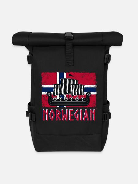 Norway Norwegian Viking Vikings Fun Valhalla Odin - Roll Top Backpack - black