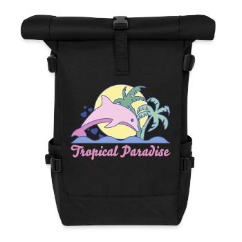 Tropical Paradise - Rolltop Rucksack - Schwarz - Vorne