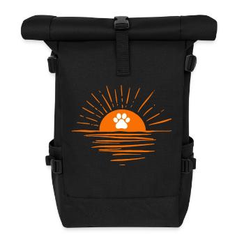 Sonnenuntergang mit Hundepfote - Rolltop Rucksack - Schwarz - Vorne