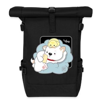 Dog Korean - Japanese Style 03B - Roll Top Backpack - black - Front