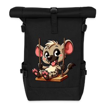 Süße Hyäne Schaukeln Spielplatz Cartoon - Rolltop Rucksack - Schwarz - Vorne