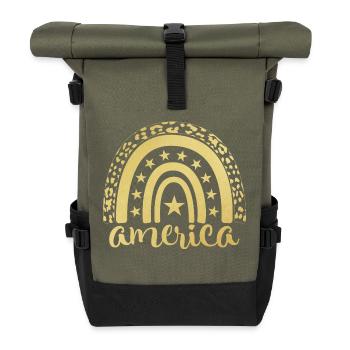 Amerika 4. Juli - Rolltop Rucksack - Olive/Schwarz - Vorne
