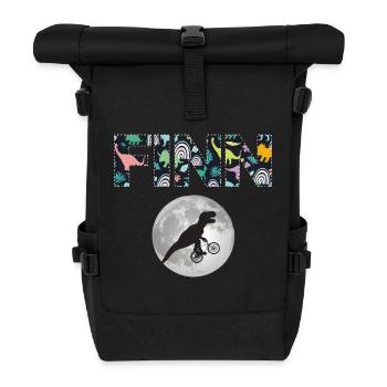 FINN - Schöner Jungen Name mit Dinosaurier - Rolltop Rucksack - Schwarz - Vorne