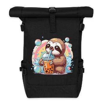 Bubble Tea Sloth Kawaii Anime Gift - Roll Top Backpack - black - Front