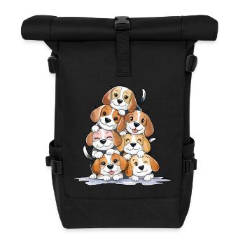 Cute Beagle Pyramid - Roll Top Backpack - black - Front