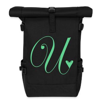 Monogram U Heart Vine - Roll Top Backpack - black - Front