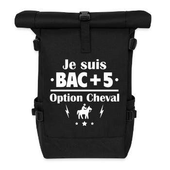 Bac+5 option cheval, fête des pères,cadeau de noël - Sac à dos roll top - noir - Devant