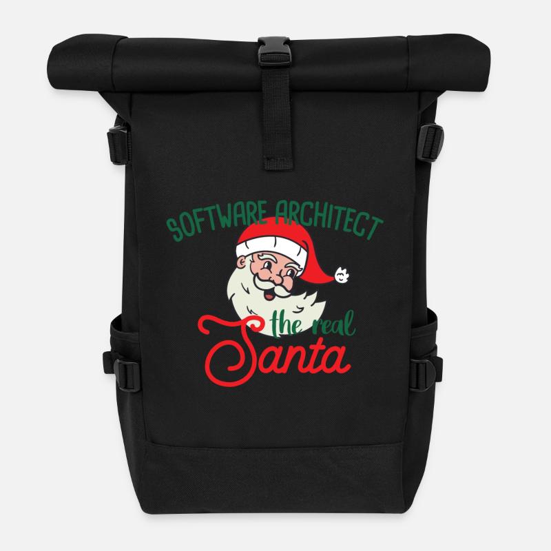 Software Architect xmas the real Santa Christmas - Roll Top Backpack - black
