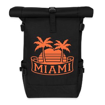 Miami USA 2 Palmen Strand Sonne Amerika Reise Cool - Rolltop Rucksack - Schwarz - Vorne