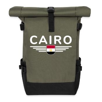 Ägypten Fan Outfit T Shirt Design Mode - Rolltop Rucksack - Olive/Schwarz - Vorne