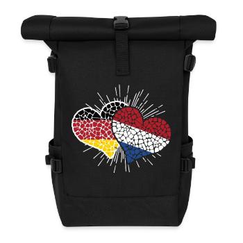 Deutschland und Niederlande Fußball Mosaik Herzen - Rolltop Rucksack - Schwarz - Vorne