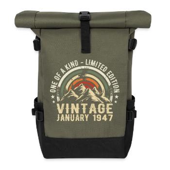 Cadeau Anniversaire Janvier 1947 - Original 78 Ans - Sac à dos roll top - olive/noir - Devant