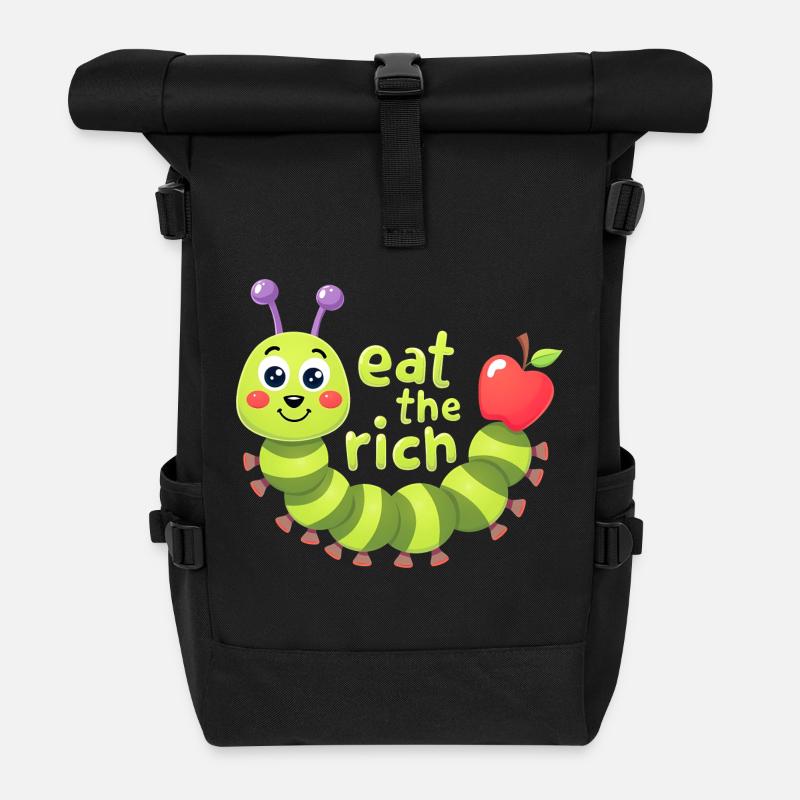 Eat The Rich Hungry Cute Caterpillar Worm - Rolltop Rucksack - Schwarz