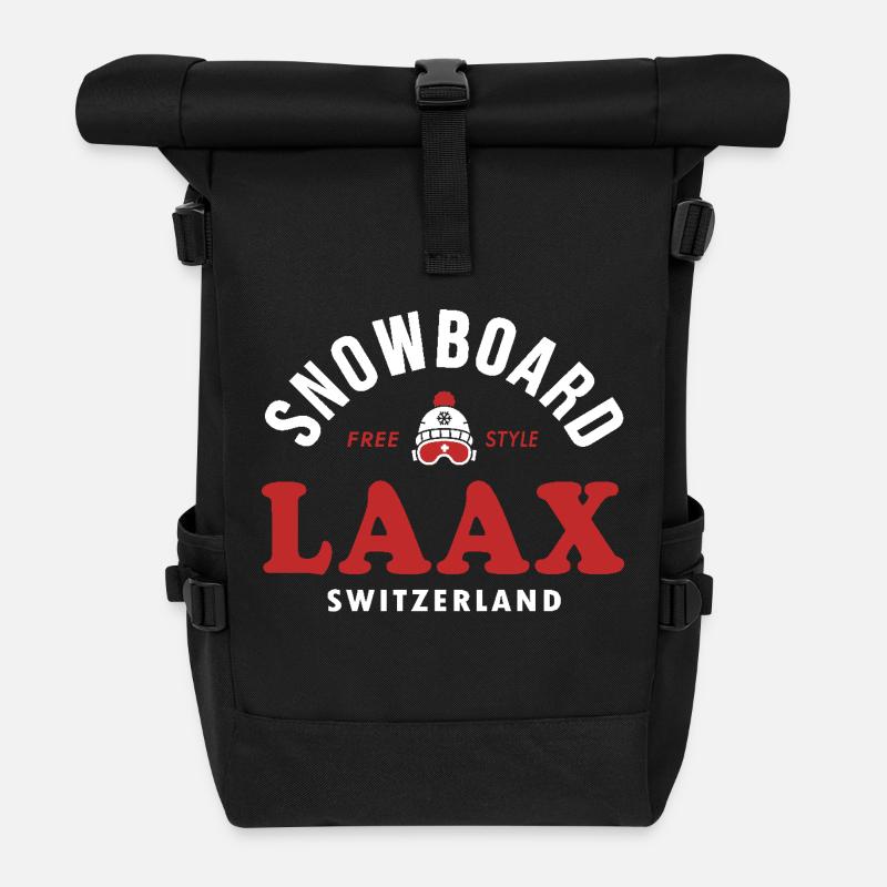 Laax Souvenir Ski- und Snowboard Resort Schweiz Alpen - Rolltop Rucksack - Schwarz
