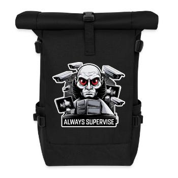 GROSSER BRUDER BEAUFSICHTIGT IMMER - Rolltop Rucksack - Schwarz - Vorne