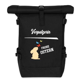 Verputzerin Ostern Geschenk Verputzerei Verputzer - Rolltop Rucksack - Schwarz - Vorne