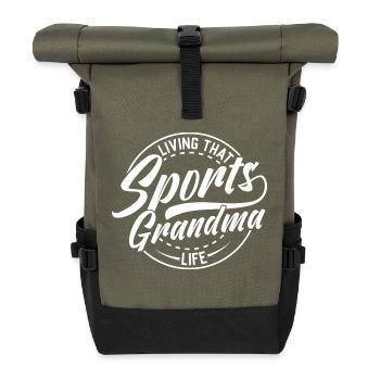 Sportliche Oma Leben Stilvolles Design - Rolltop Rucksack - Olive/Schwarz - Vorne