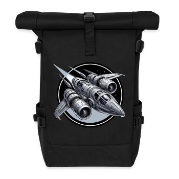 Spaceship silver - Roll Top Backpack - black - Front